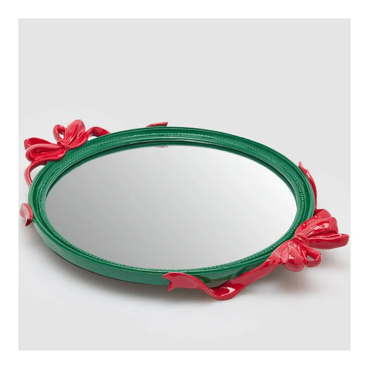 EDG - Vassoio natalizio con specchio e fiocchi 51x39xH6 cm