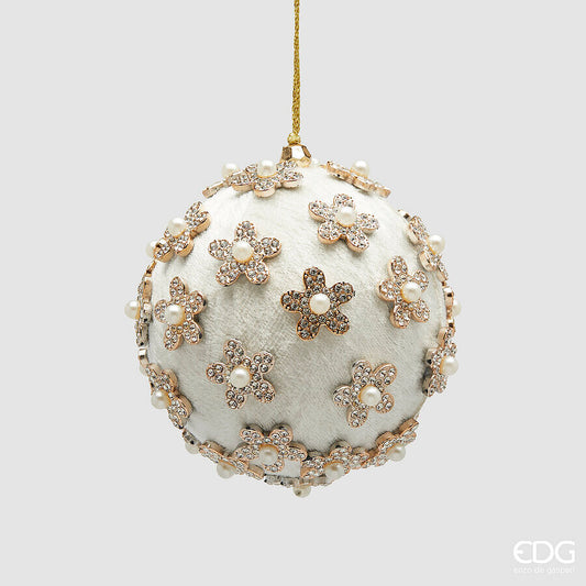 EDG Addobbo Palla Flower D.10 cm Bianco Perla