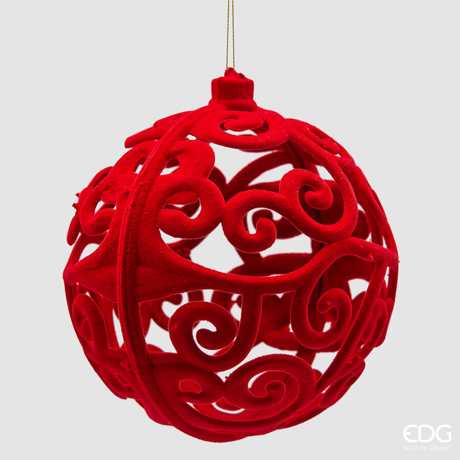 EDG - Decoro Sfera Velvet H 15cm Rosso