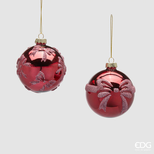 EDG Enzo De Gasperi - Palla di Natale Fiocco Rosso Scuro D8 cm
