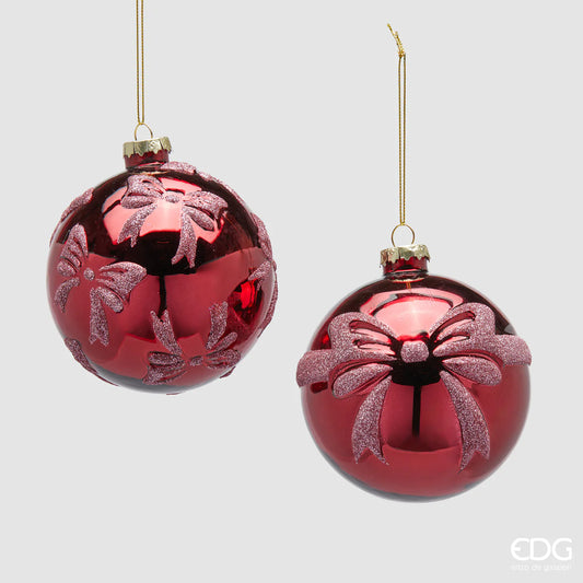 EDG Enzo De Gasperi - Palla di Natale Fiocco Rosso Scuro D10 cm