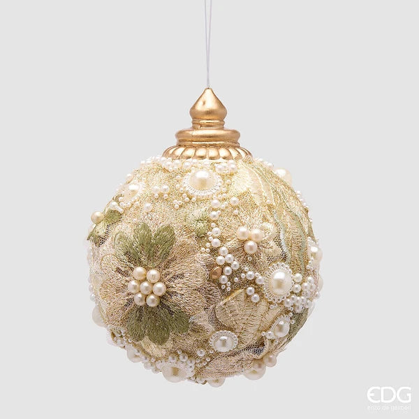 EDG -  Addobbo Palla Natalizia con Pizzo Oro/Verde