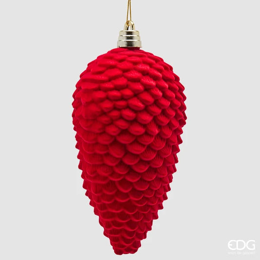 EDG - Addobbo Pigna in Velluto H 25 cm Rossa