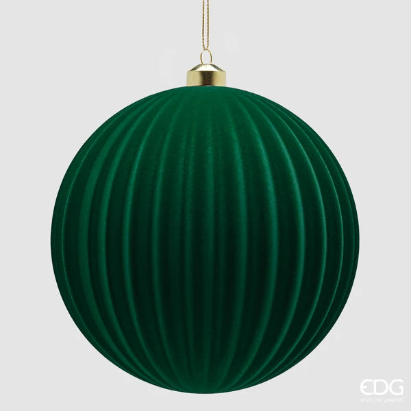 EDG - Addobbo Palla a Righe in Velluto Ø 17,5 cm Verde