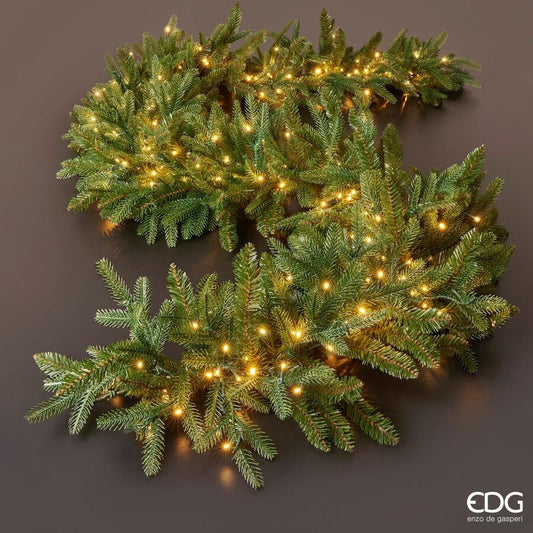 EDG - Festone luxury illuminato, Tralcio Pino sintetico con 270 led L270 cm