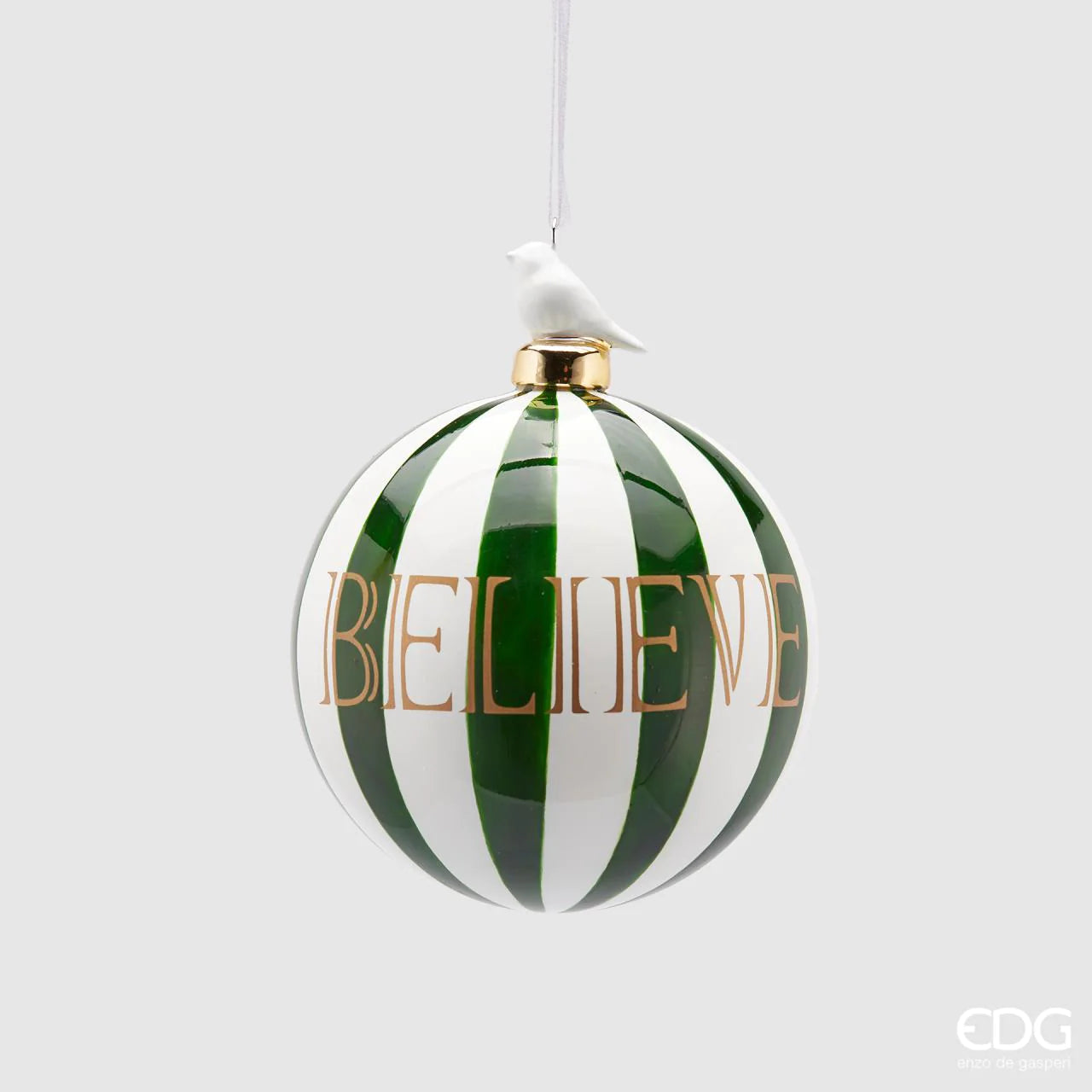 EDG - Pallina di Natale Righe Believe Vetro e Porcellana D10 cm