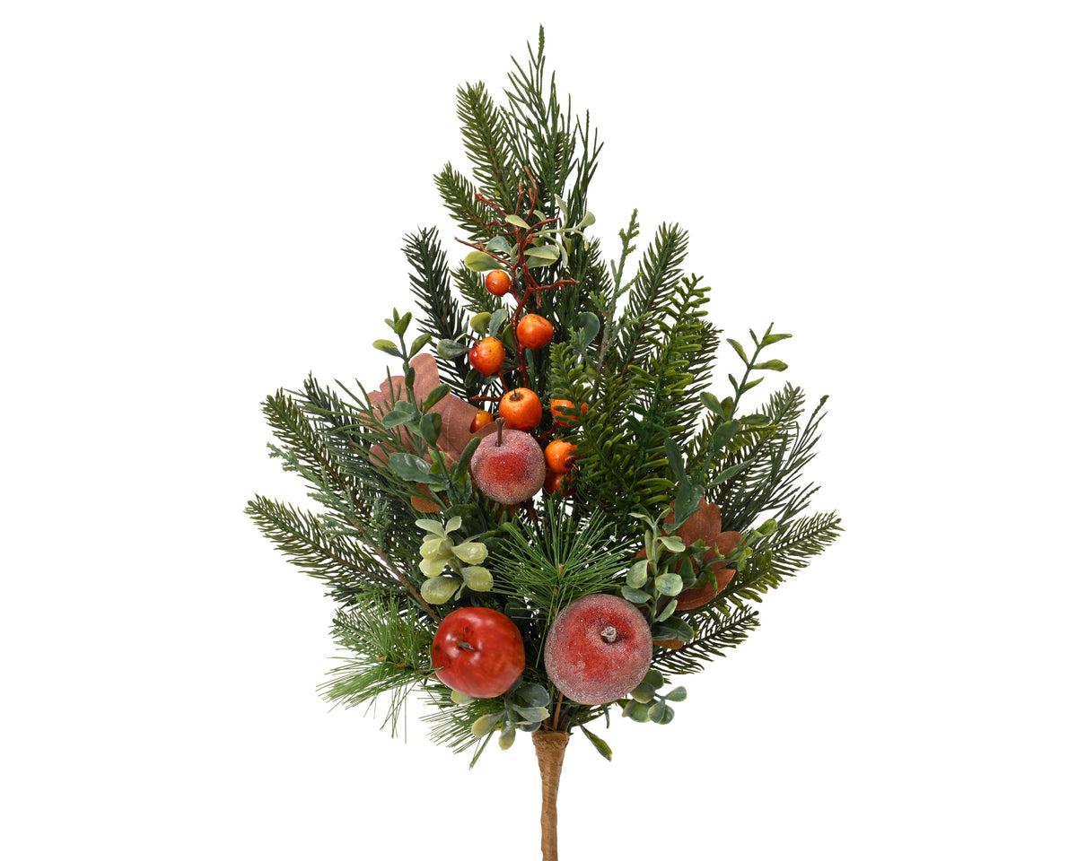 Garden Foggia - Ramo Natalizio Artificiale Deluxe con Mele Brinate e Bacche
