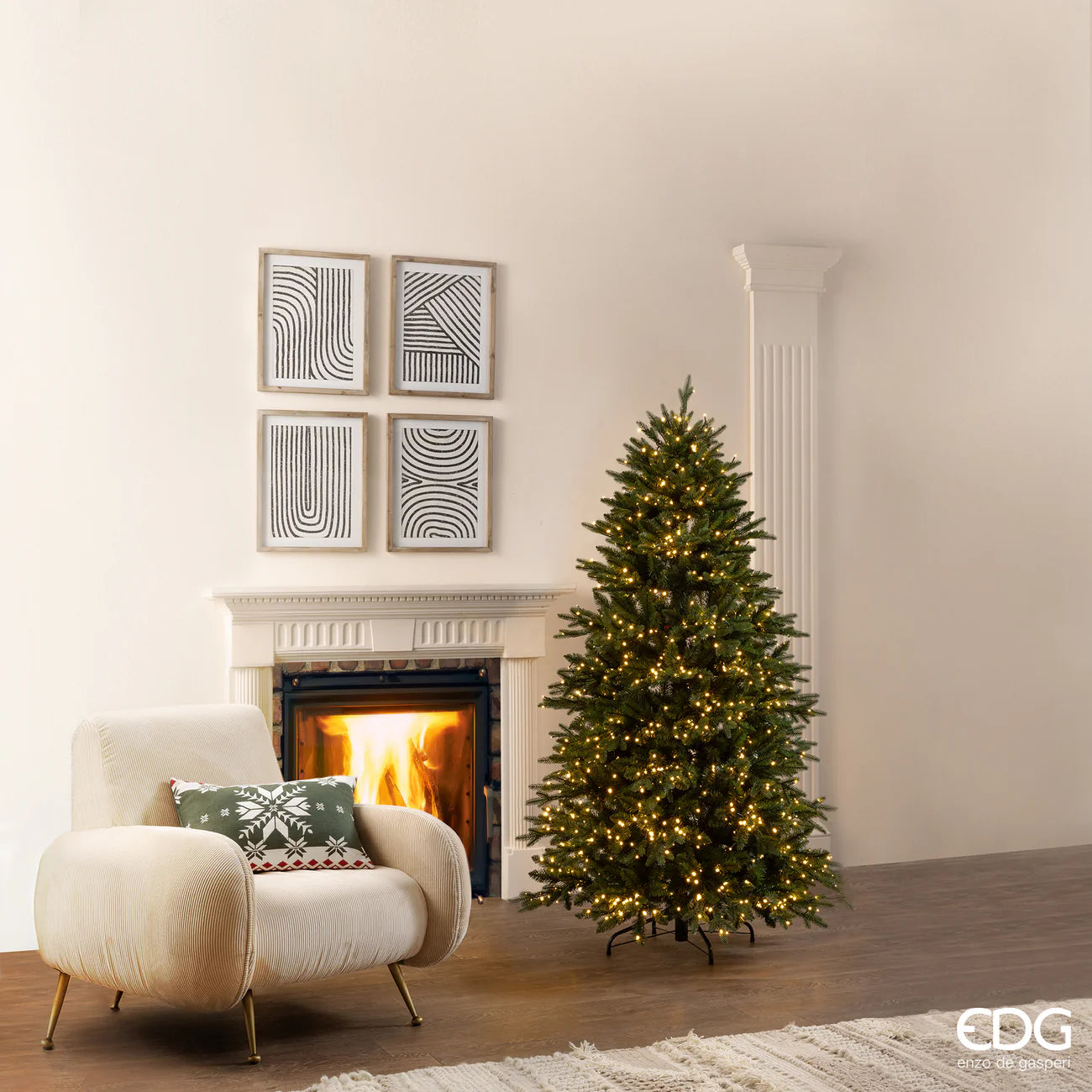 EDG - Albero di Natale Pino Cristallo H 180 cm Natural con 1500 Mini Led