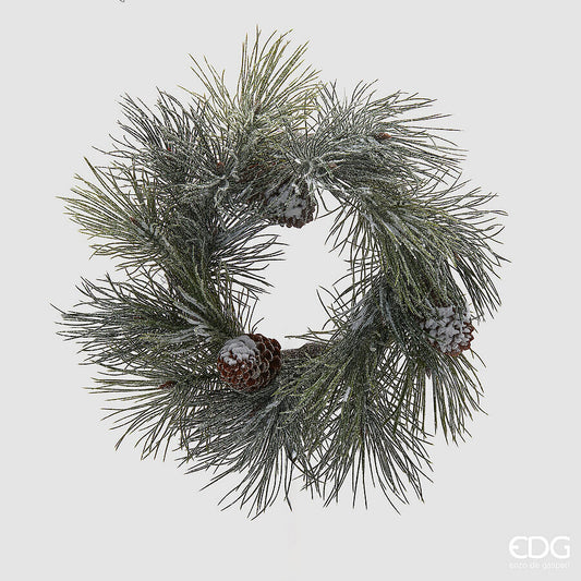 EDG - Corona Pino Innevato con Pigne Ø50 cm