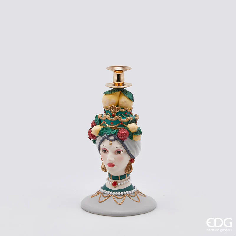 EDG Enzo De Gasperi  - Portacandela Sicily Poly Verde H31 cm