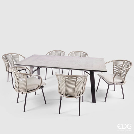 EDG - Set Esterno da Giardino Kendo Tavolo con sedie 7 Pezzi Grigio