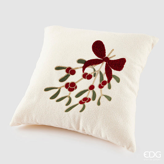 EDG - Cuscino Natalizio Vischio in Velluto con Cuffia 45x45 cm