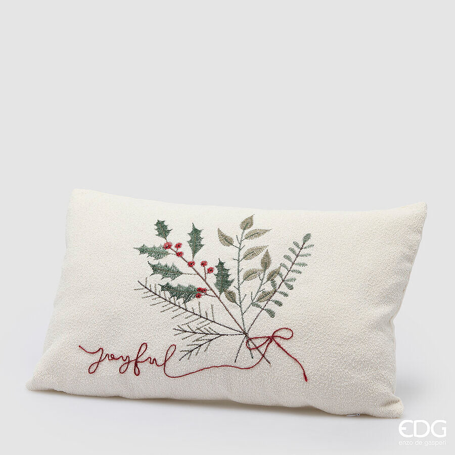 EDG - Cuscino Agrifoglio Rettangolare White Green 50x30 cm