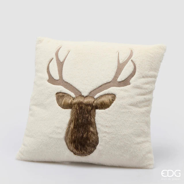 EDG - Cuscino Renna Natalizio White Brown 45x45 cm