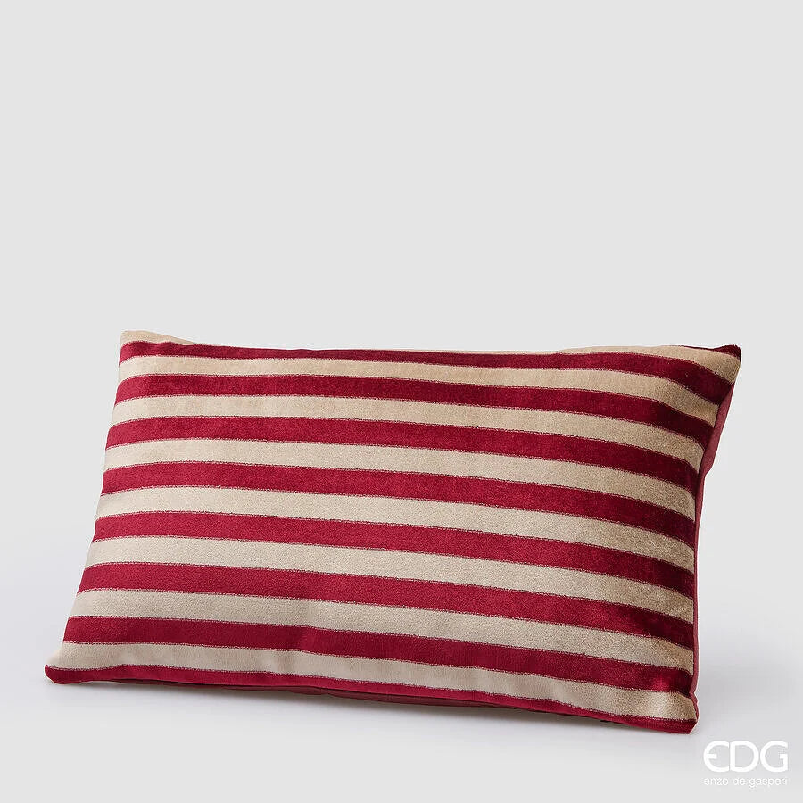 EDG - Cuscino Natalizio a Righe 50x30 cm Bordeaux