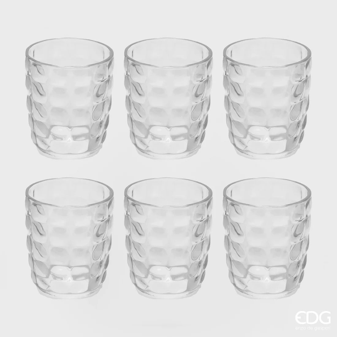 EDG - Set 6 Bicchieri Tumbler Optic in Vetro Trasparente