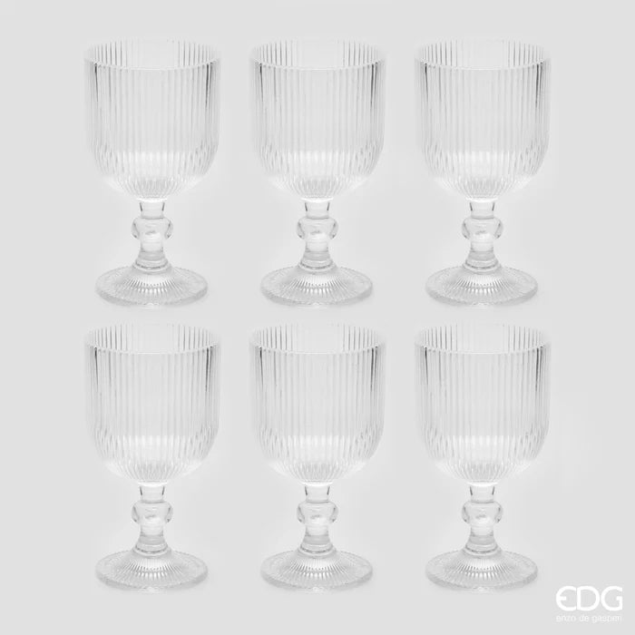 EDG Enzo De Gasperi - Set 6 Calici Acqua Righe H14 D8 cm