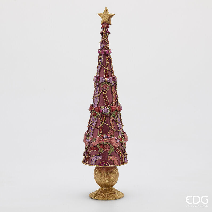 EDG - Decoro Pino Glitter Con Fiocchi  H.47 D.11,5