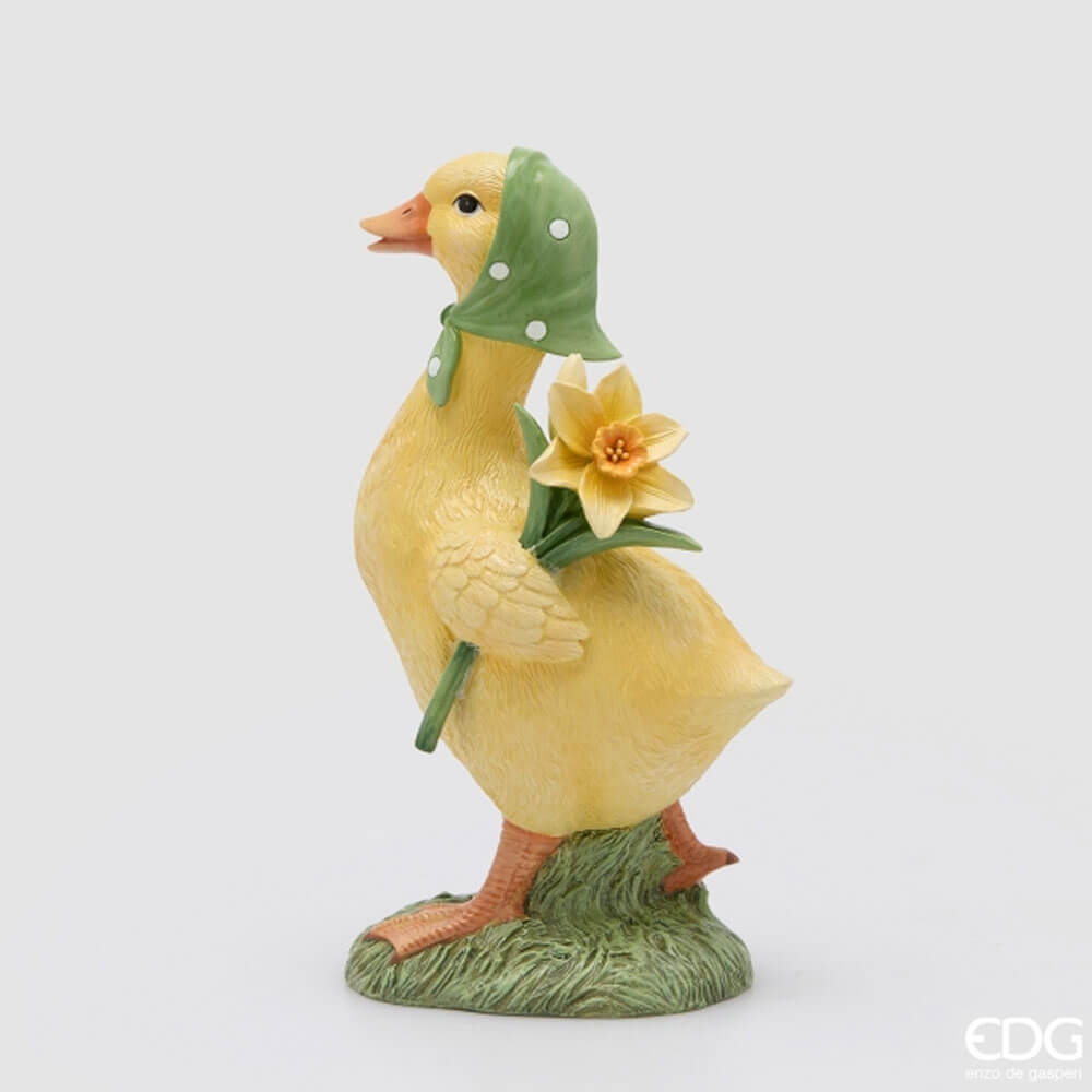 EDG - Decoro Papera Con Fiori H 25cm