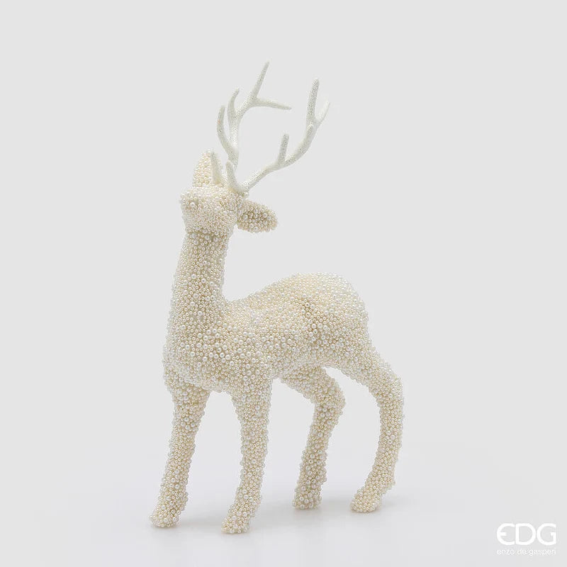 EDG -  Statuina natalizia Renna con perle avorio 29x14xH51 cm