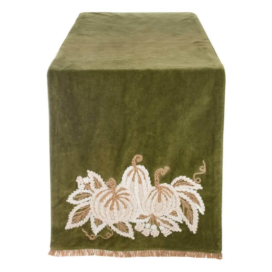 Blanc Mariclò - Runner Velluto Verde 50X140 CM