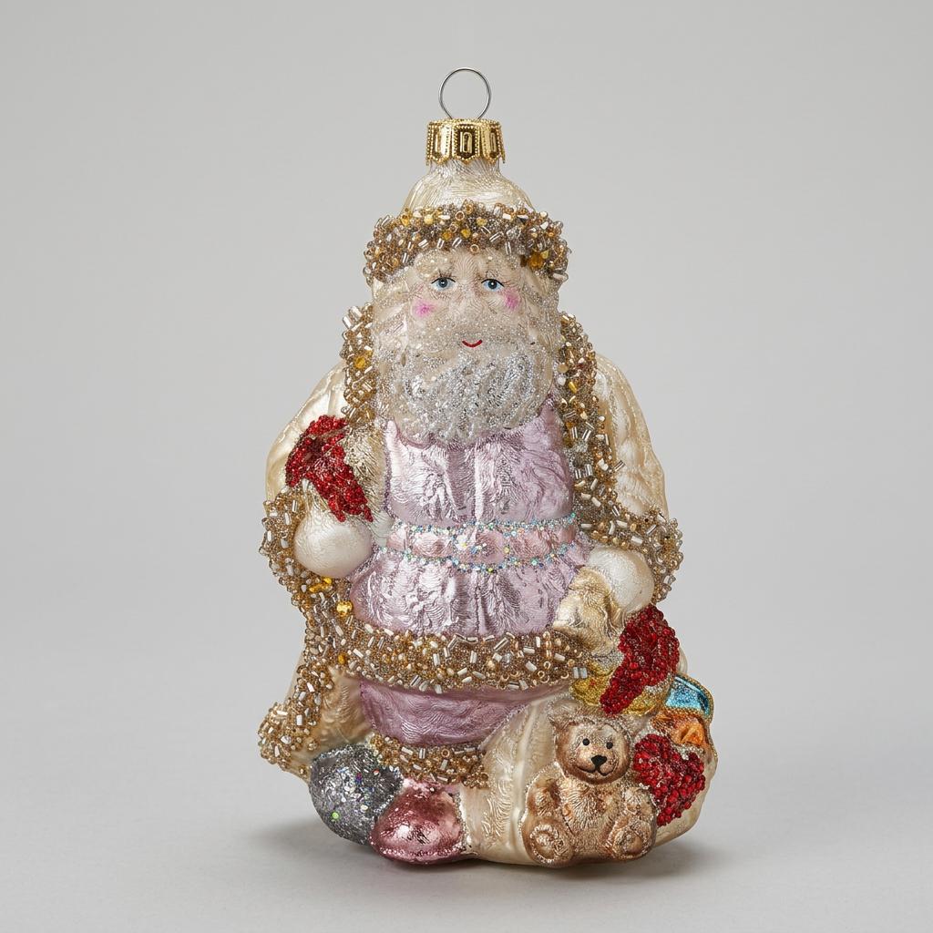 EDG - Addobbo Decorazione Natalizia Babbo Natale 15cm Vetro