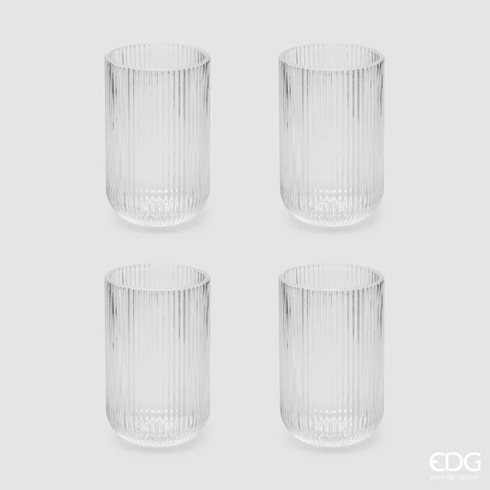 EDG Enzo De Gasperi - Set 4 Bicchieri Longdrink Righe H12 D8 cm