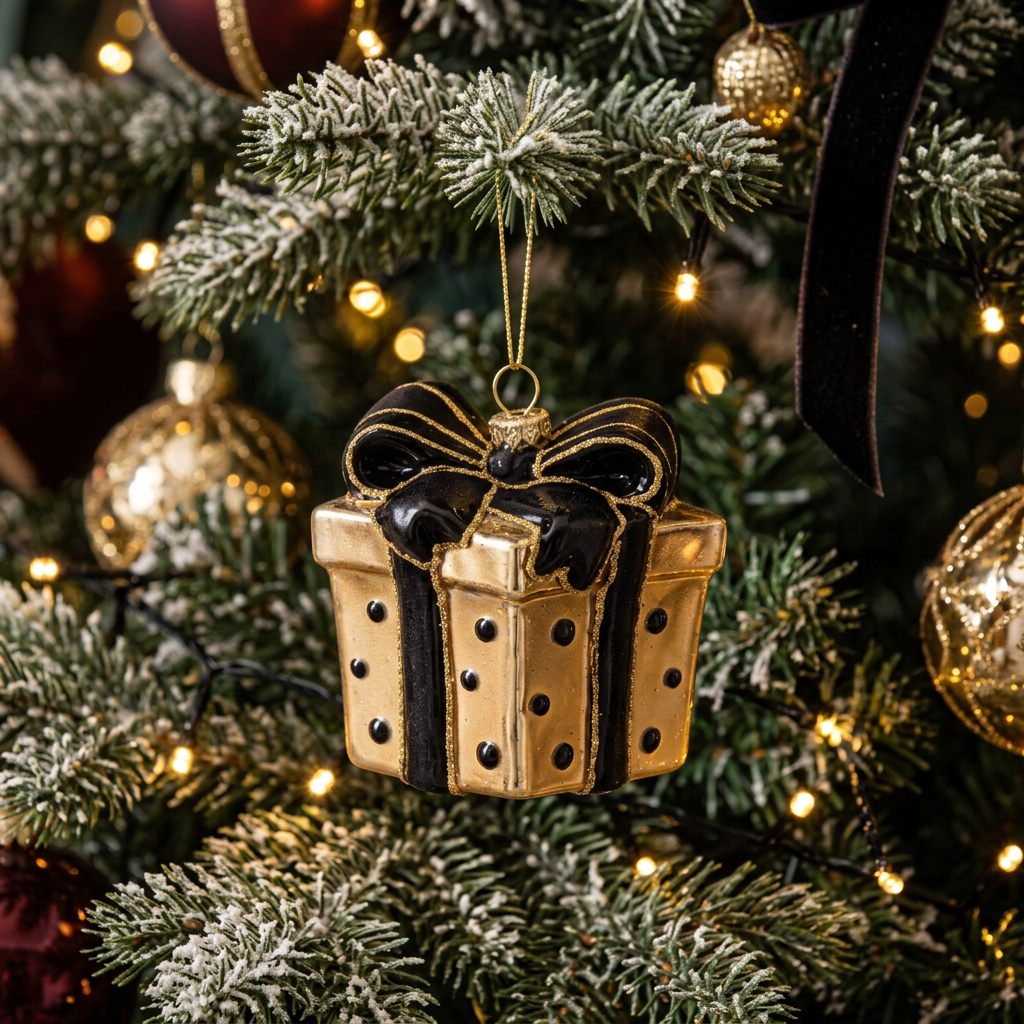 Garden Foggia - Deco Pacco Regalo Nero& Gold H 10cm