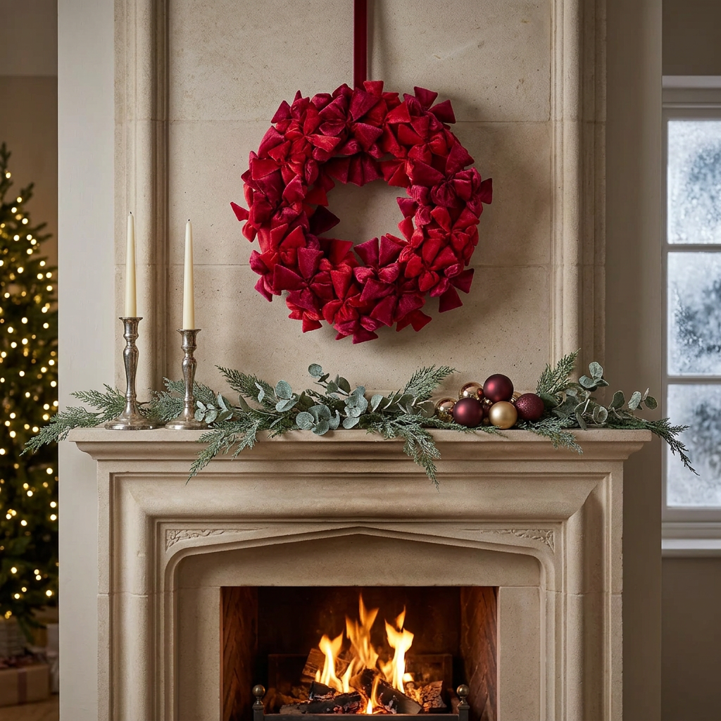EDG - Decoro Fiocchi Corona D70 Cm Rossa