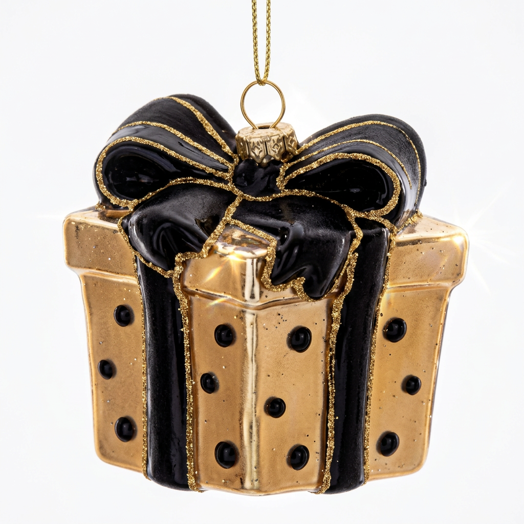 Garden Foggia - Deco Pacco Regalo Nero& Gold H 10cm