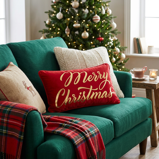 Garden Foggia - Cuscino Merry Xmas 50X30CM Rosso