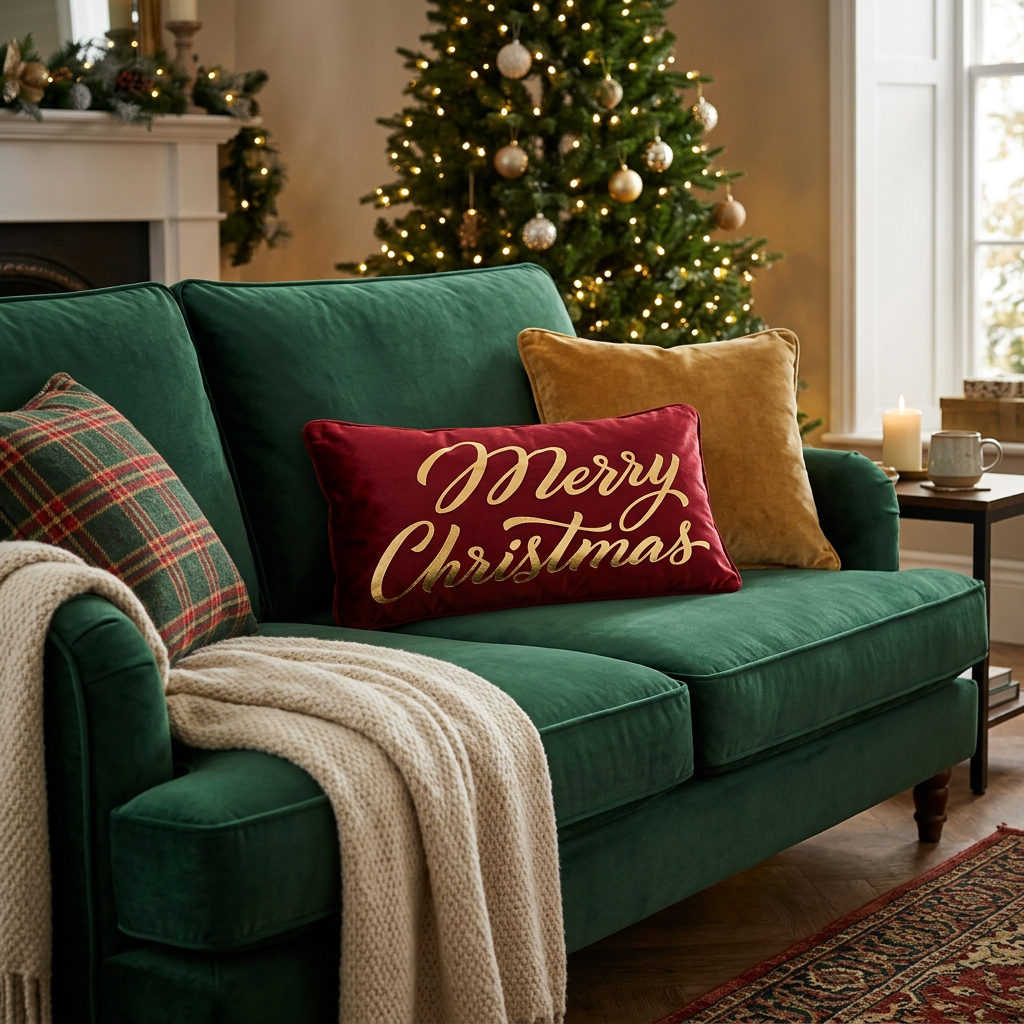 Garden Foggia - Cuscino Merry Xmas 50x30cm Bordeaux