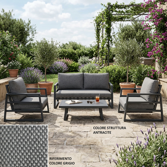 Garden Foggia - Salotto Antracite 4 Pezzi