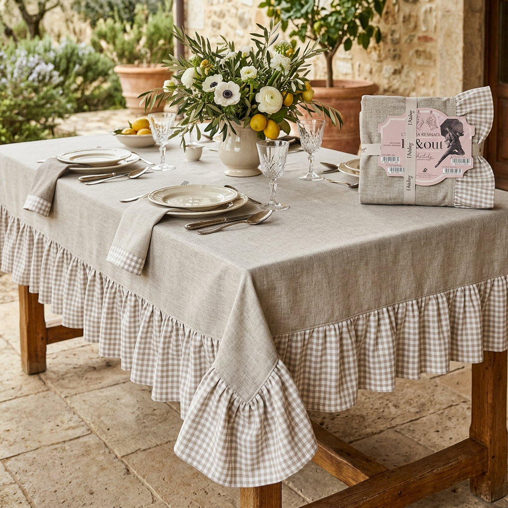 Garden Foggia - Tovaglia Resinata Beige Con Gala 155x240cm