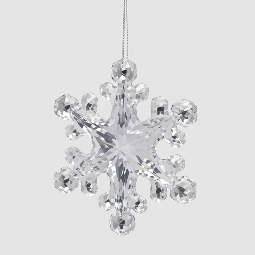 EDG - Fiocco di Neve Natalizio con Diamanti da Appendere H23,5x20,5x5 cm Argento