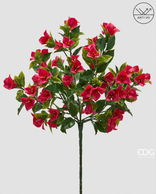 EDG - Bouganvillea Cespuglio x8 con Foglie Anti-UV Pianta Artificiale H 50 Cm Fuchsia
