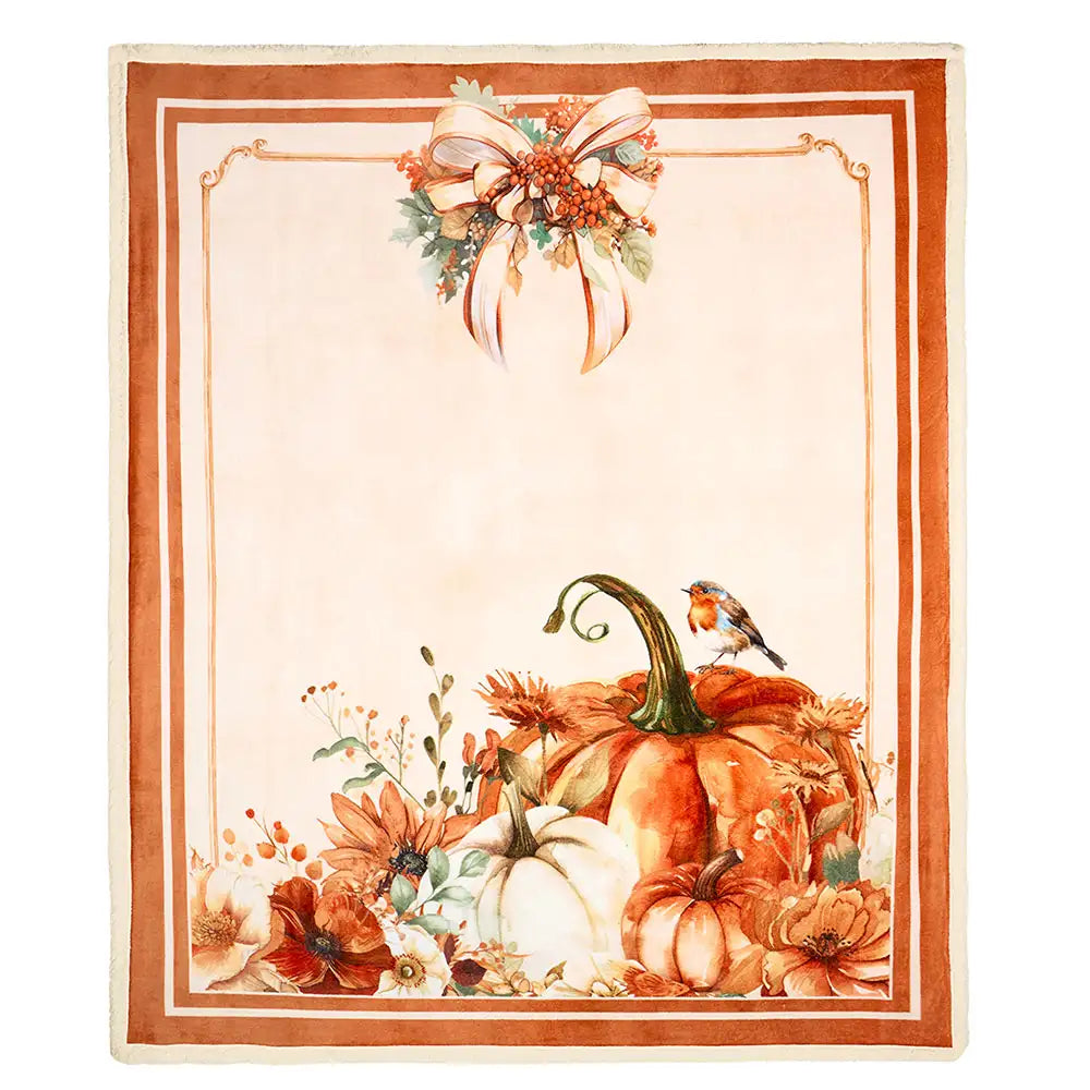 Nuvole di Stoffa - Plaid con zucche in giftbox Racconti d’Autunno 130 x 160 cm
