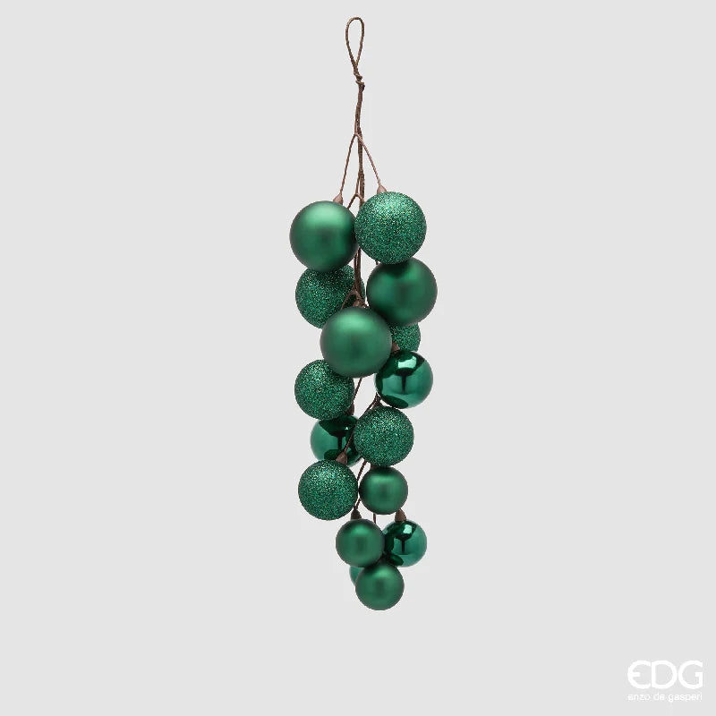 EDG - Decoro Grappolo con Palline 16 pz Verde