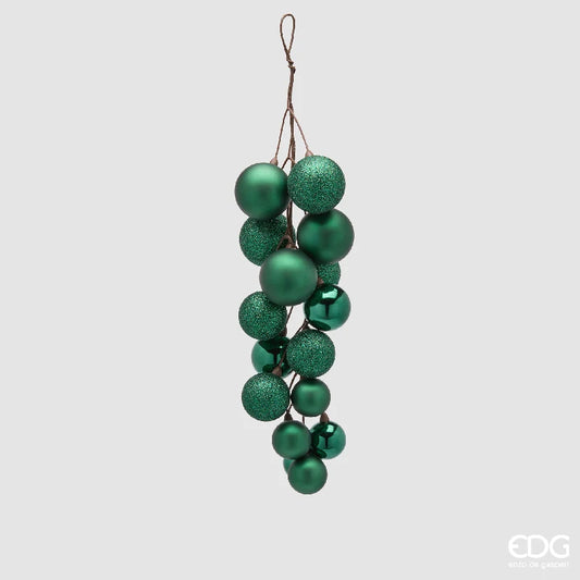 EDG - Decoro Grappolo con Palline 16 pz Verde