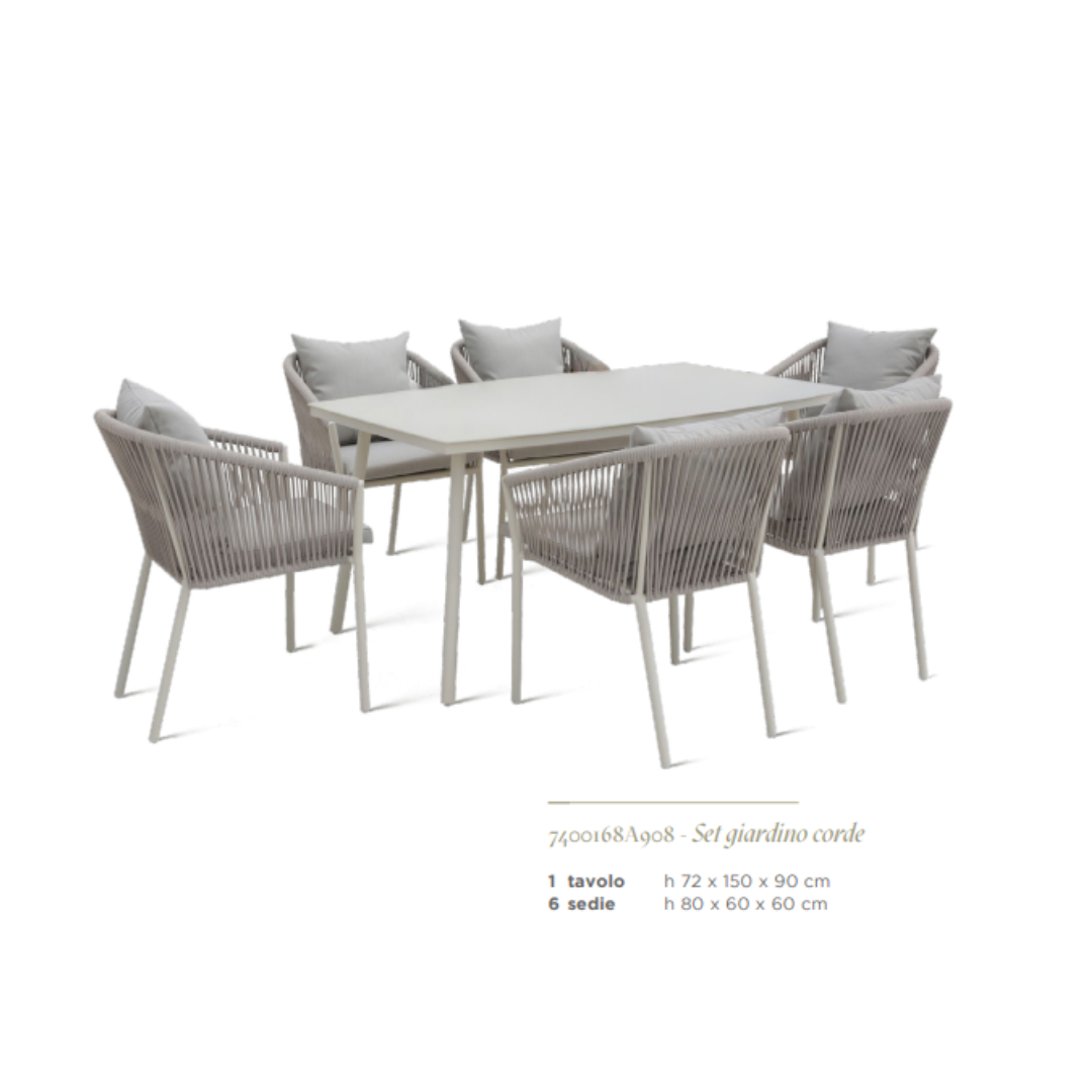 EDG - Set Tavolo e Sedie Corde Grigio