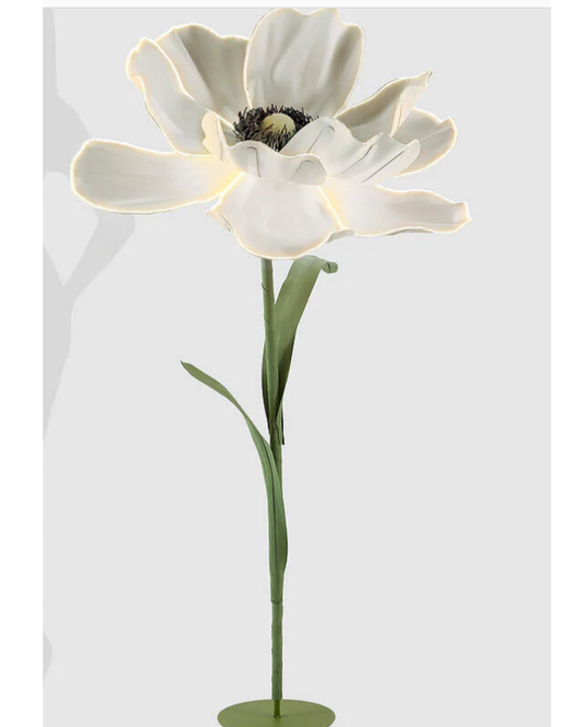 EDG -  Decoro Anemone Jumbo Led 12V 300W con Base H 160 Cm D 100 Cm Bianco