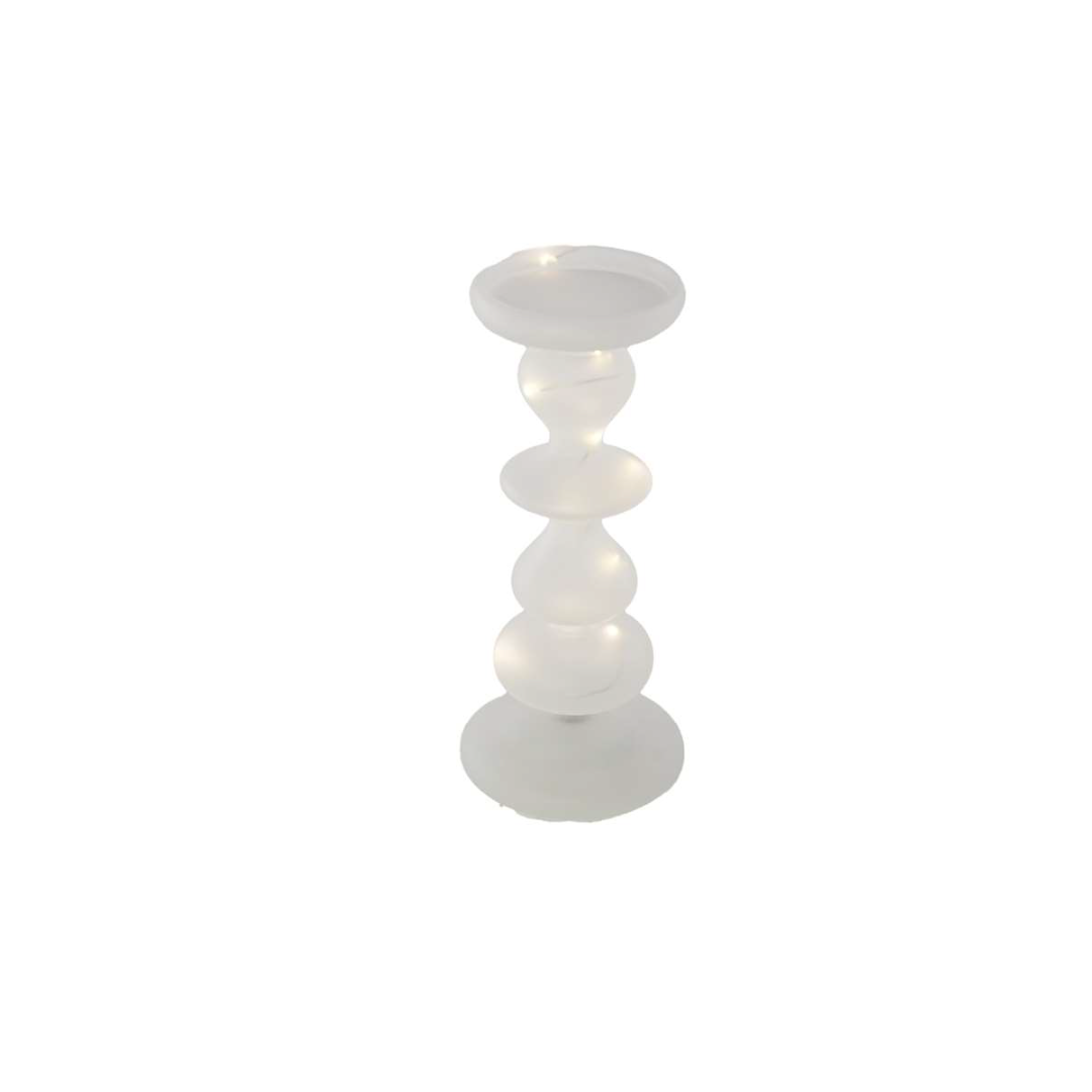 Garden Foggia - White Glass Candle Holder with LED