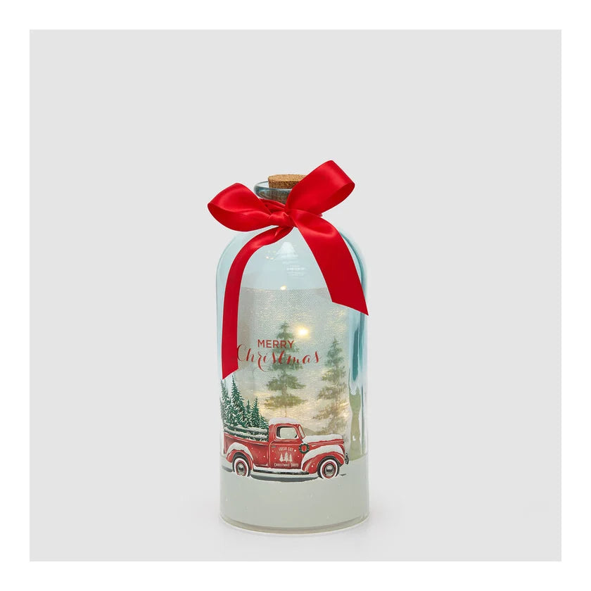 EDG - Bottiglia con Led decorazione natalizia vetro D11 H24 cm