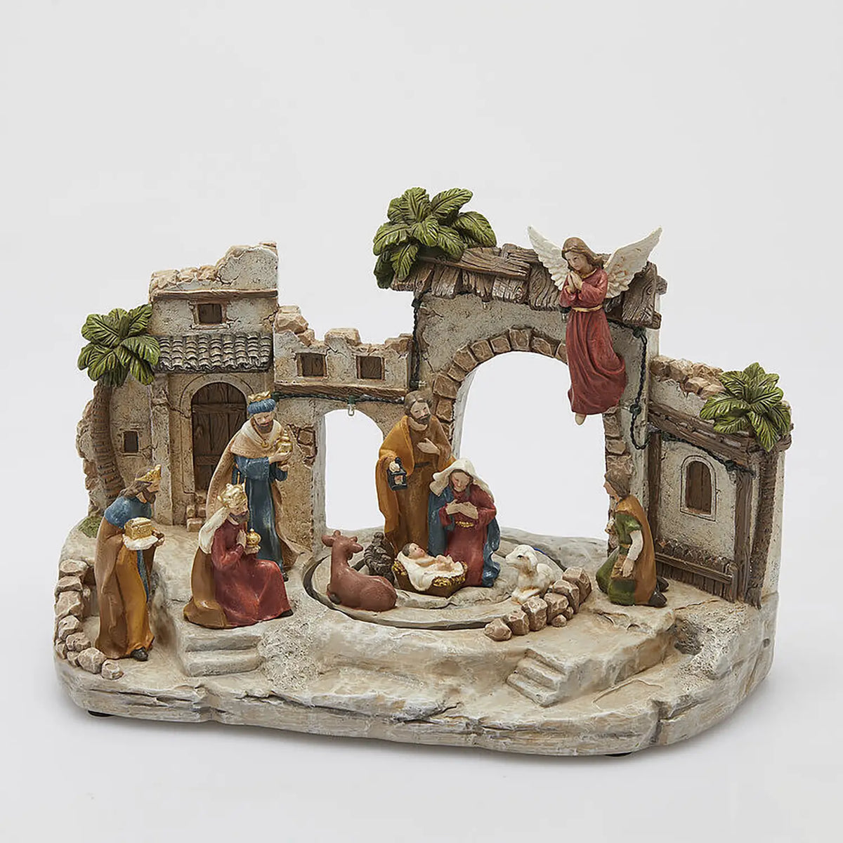 EDG  - Presepe Natalizio Diorama con Luci LED, Musica e Movimento H22,5