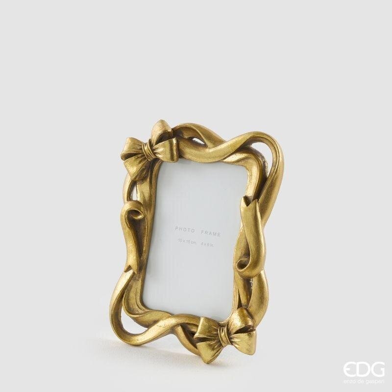 EDG - Portafoto Rettangolare con Fiocco Oro 10x15 (20,5x15,5)