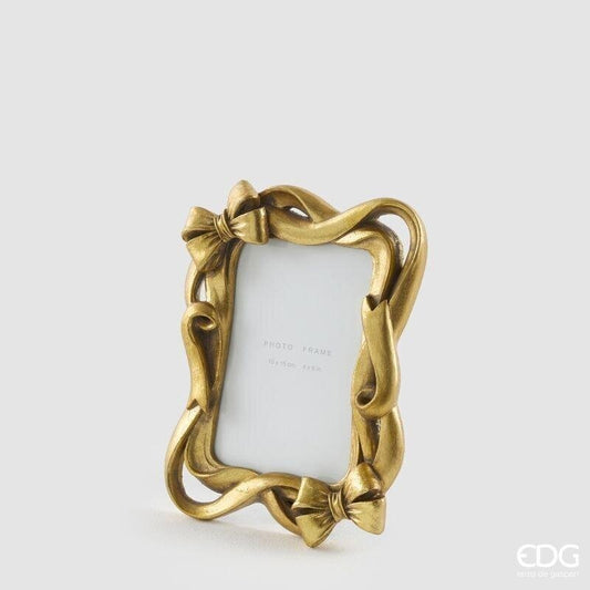 EDG - Portafoto Rettangolare con Fiocco Oro 10x15 (20,5x15,5)