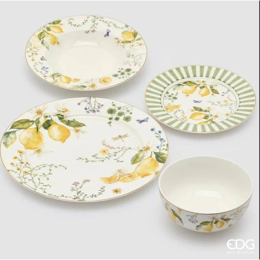 EDG - Set 24 Pezzi Piatti Limone