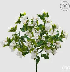 EDG - Bouganvillea Cespuglio x8 con Foglie Anti-UV Pianta Artificiale H 50 Cm Bianca