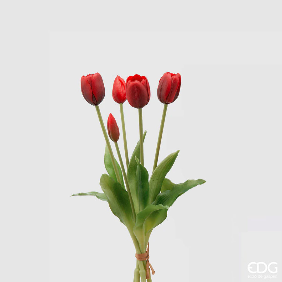 EDG - Mazzo Tulipani rossi artificiali Soft Real Touch